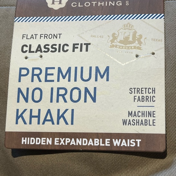 Haggar Pants Khakis Classic Fit Flat Front No Iron Expandable Waist Size 42x36 - Picture 5 of 6